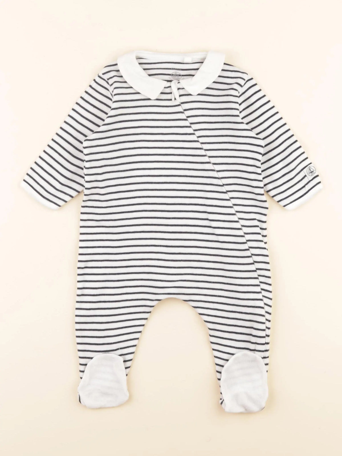 Pyjama coton blanc, bleu