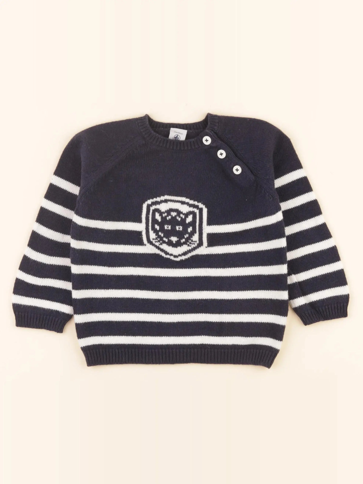 Pull blanc, bleu