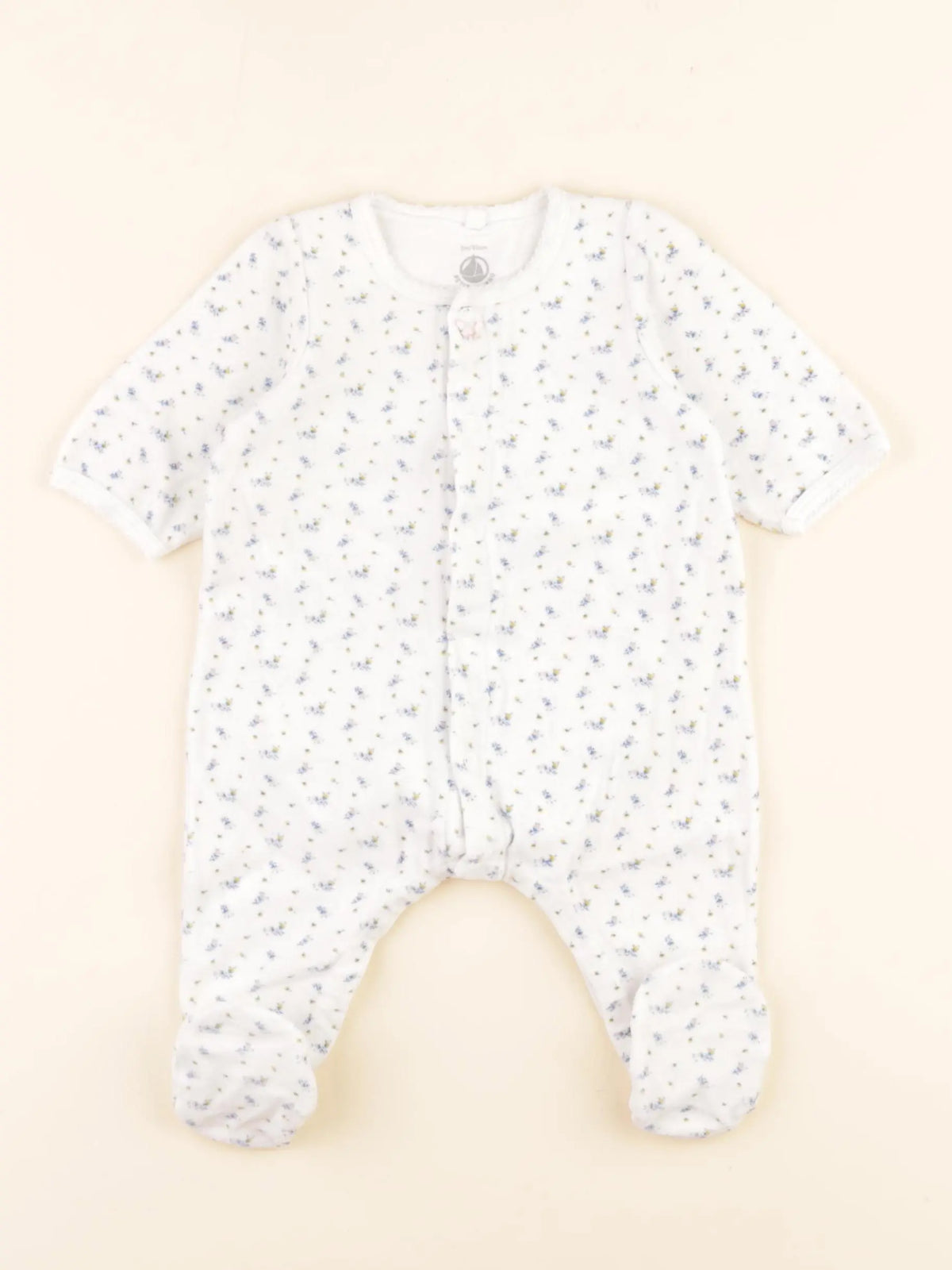 Pyjama velours blanc, bleu