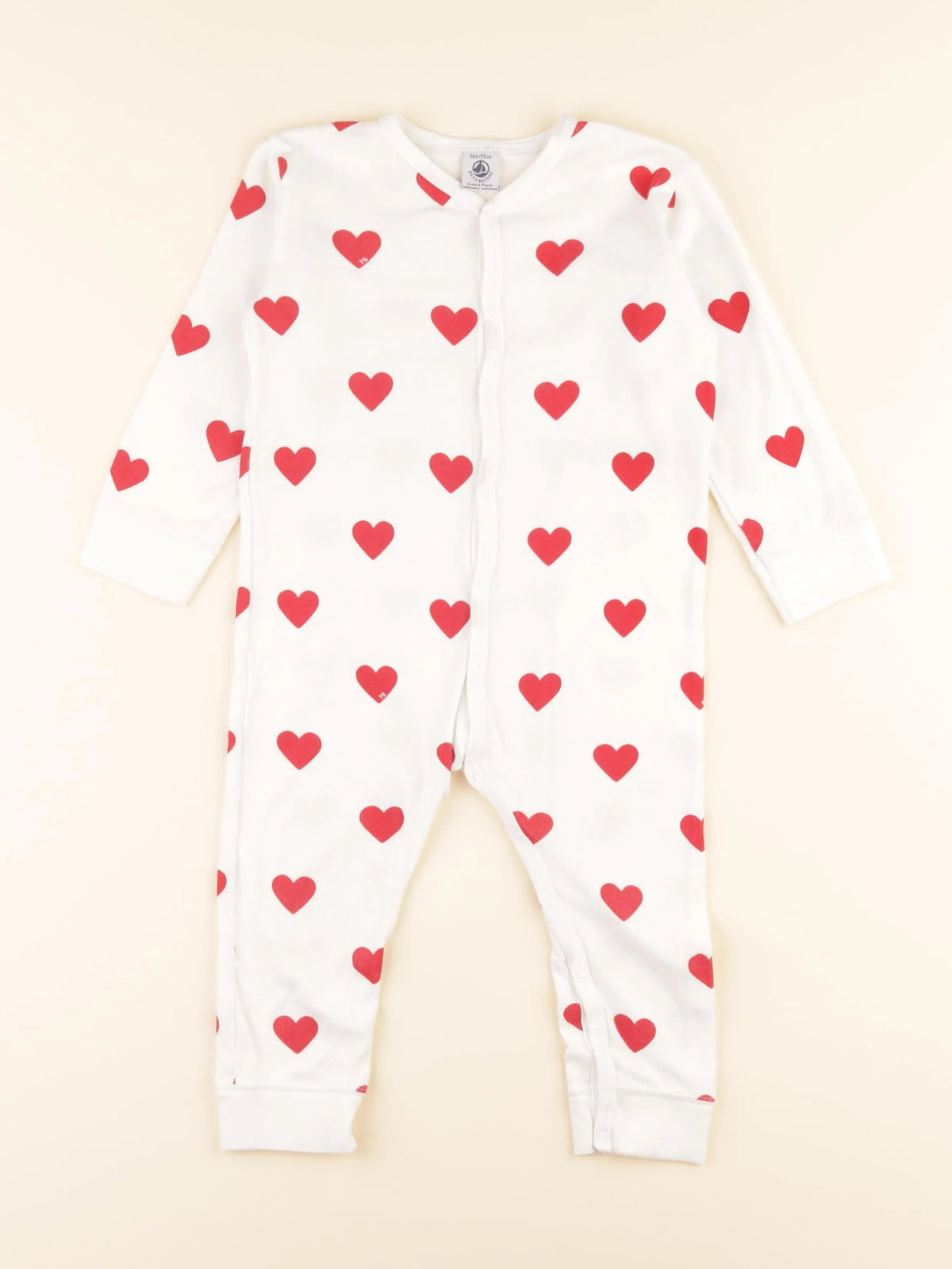Pyjama coton blanc, rouge