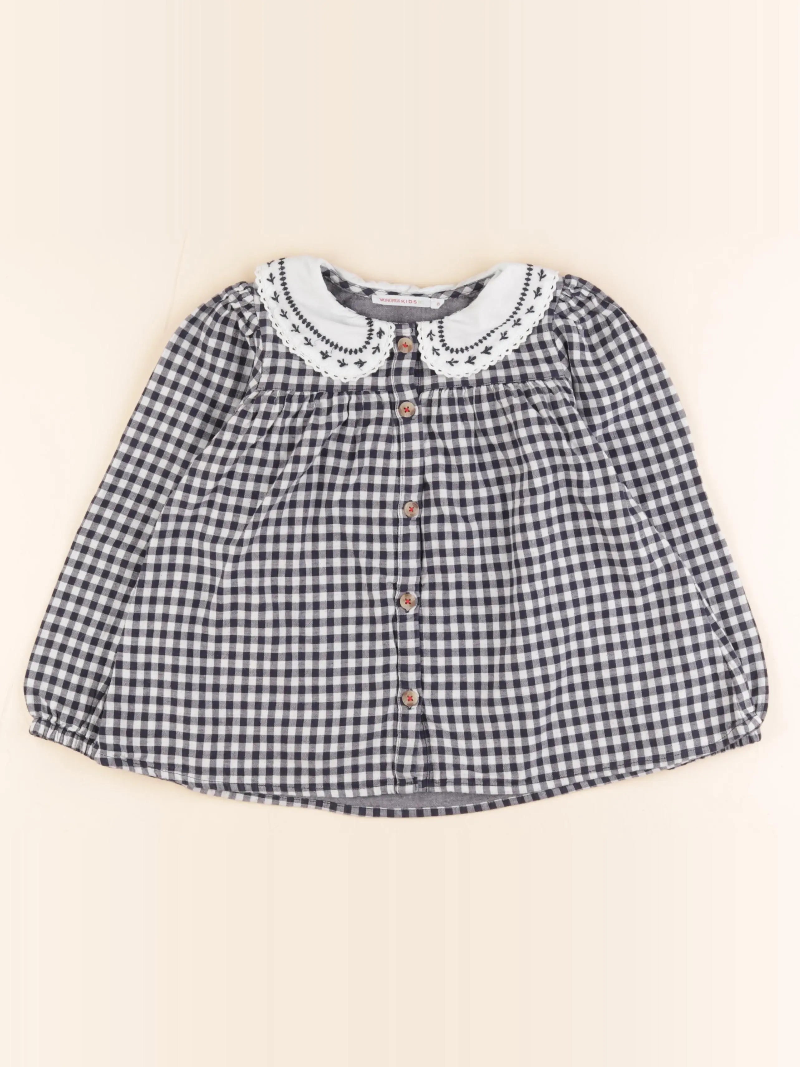 Monoprix - blouse bleu, blanc - 8 ans