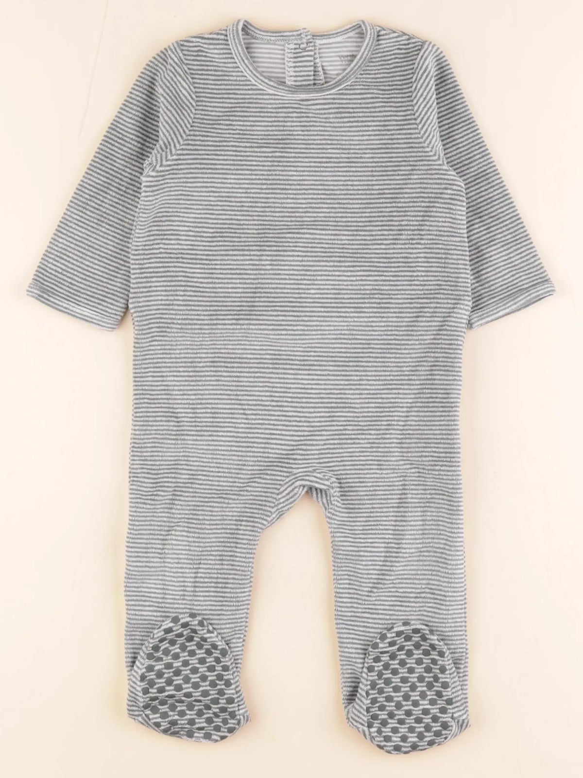 Vertbaudet - pyjama velours vert, blanc - 12 mois