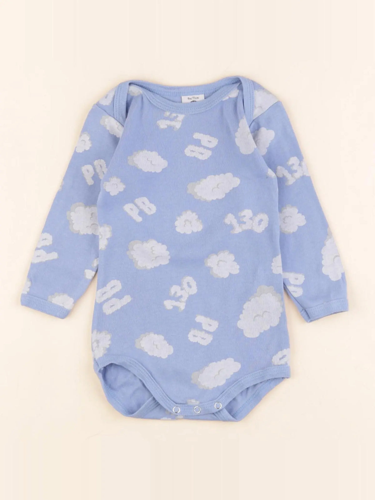 Petit Bateau - body bleu, blanc - 9 mois