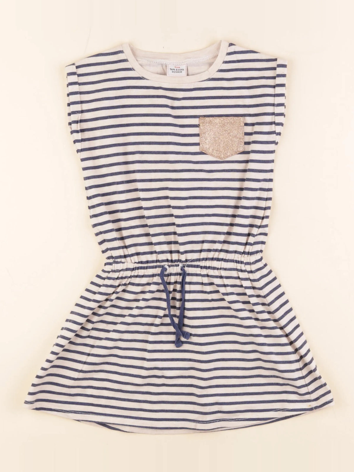 Tape à l'oeil - robe beige, bleu - 4 ans