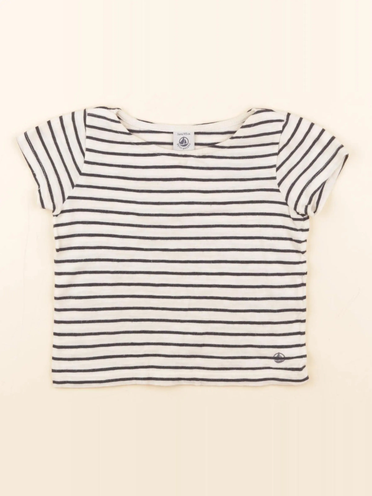 Tee-shirt beige, bleu
