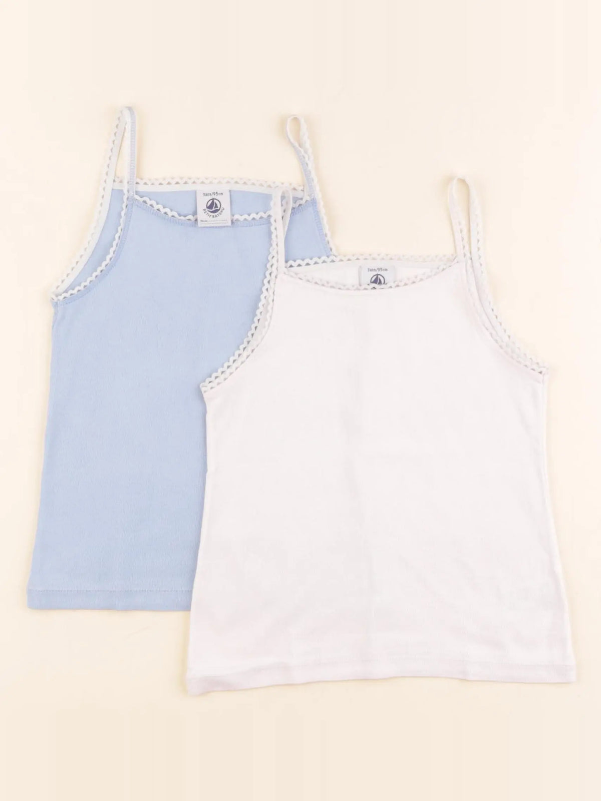 Petit Bateau - lot de 2 maillots de corps bleu, rose - 3 ans