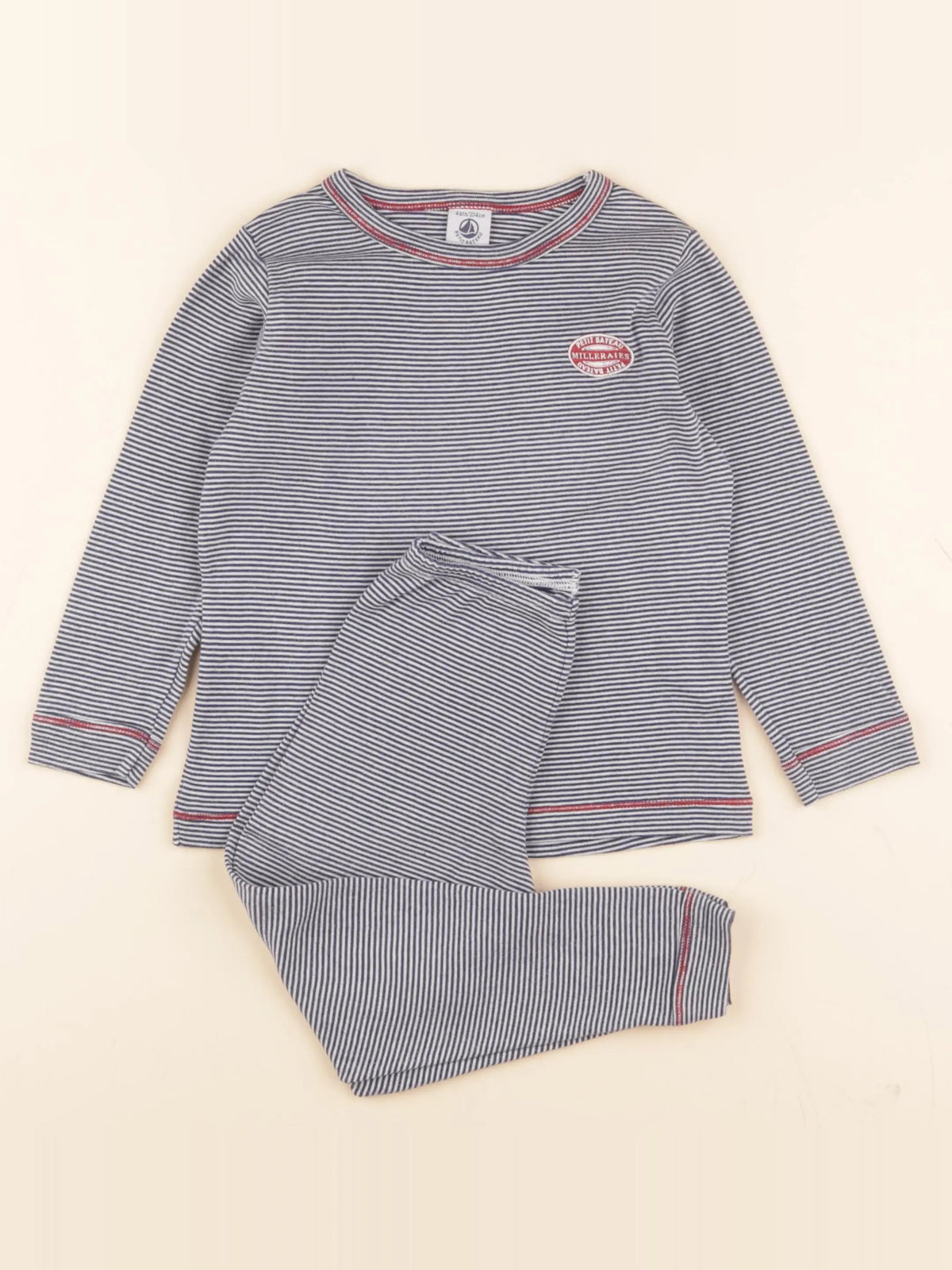 Pyjama coton bleu, blanc