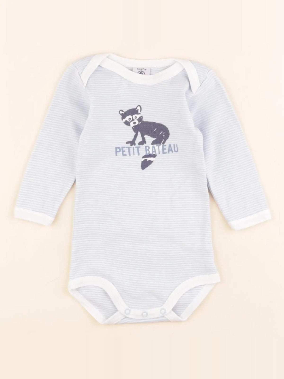 Petit Bateau - body blanc, bleu - 6 mois