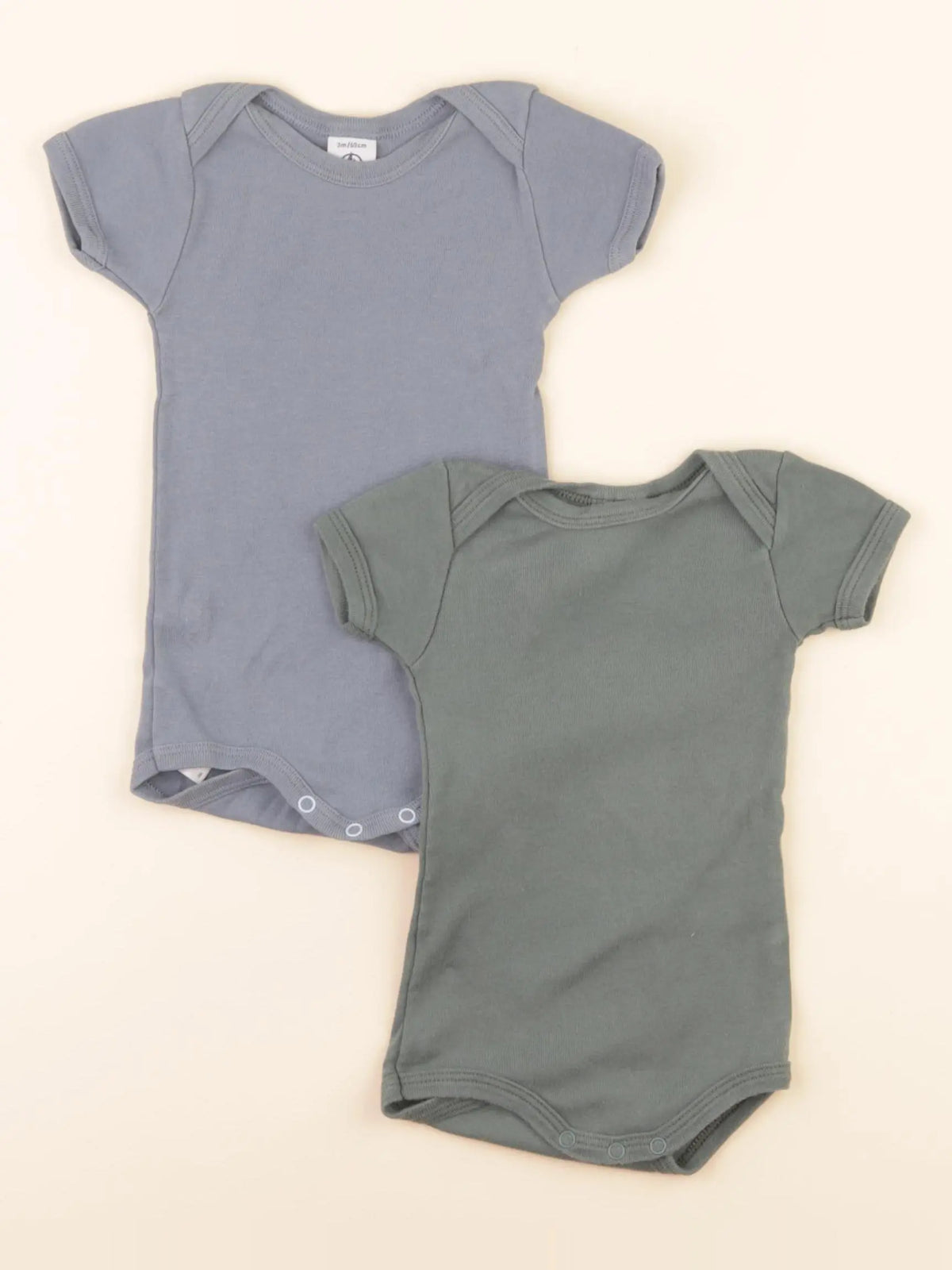Lot de 2 bodies en coton bleu, vert