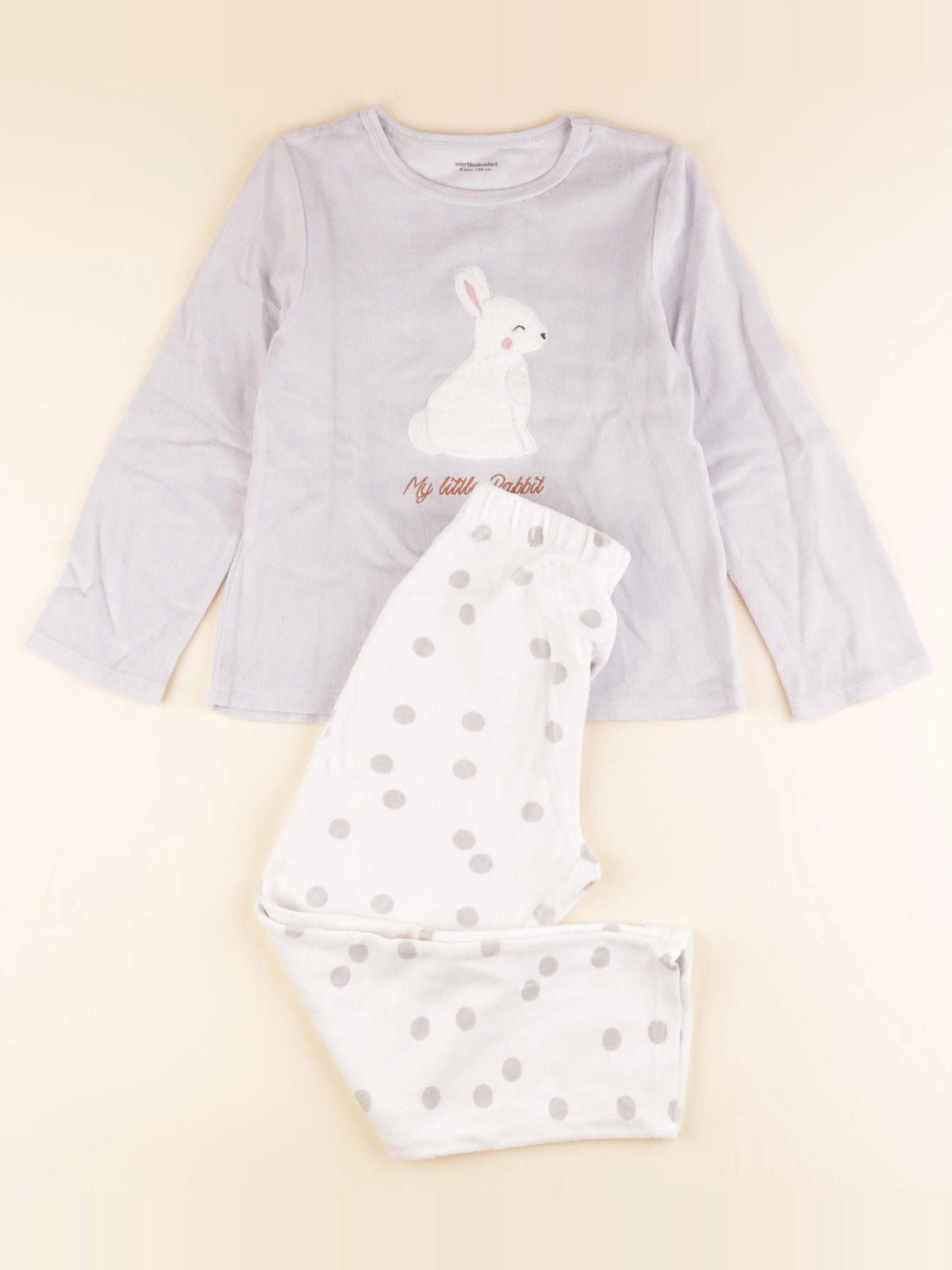 Vertbaudet - pyjama velours gris - 8 ans