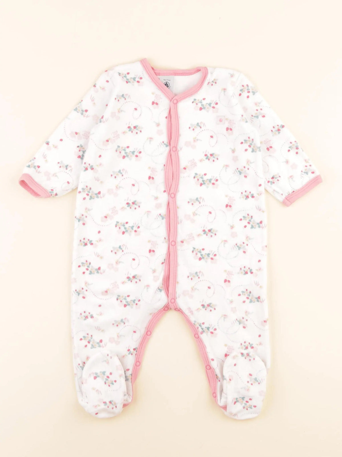 Pyjama velours blanc, rose