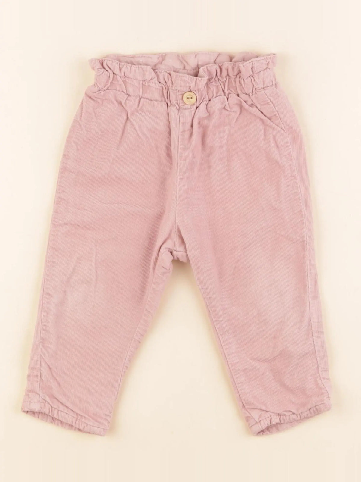H&M - pantalon doublé rose - 6/9 mois