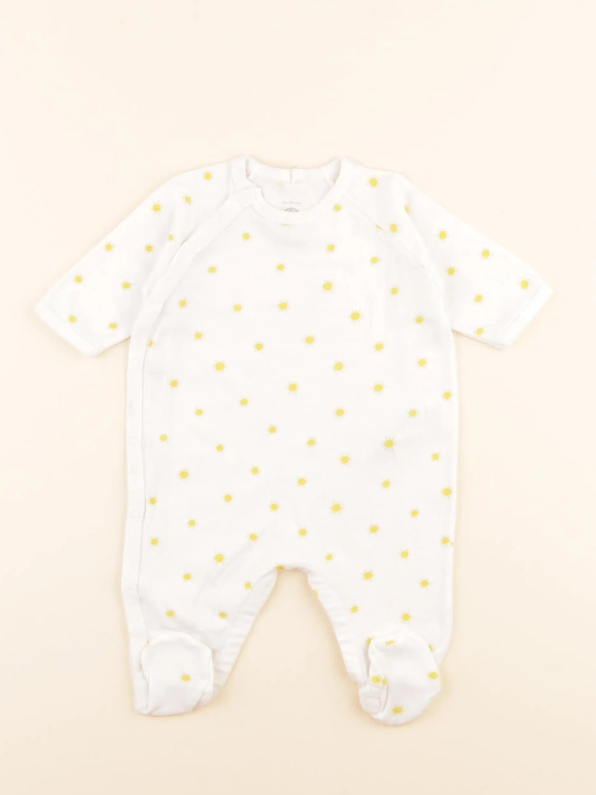 Pyjama coton blanc, jaune
