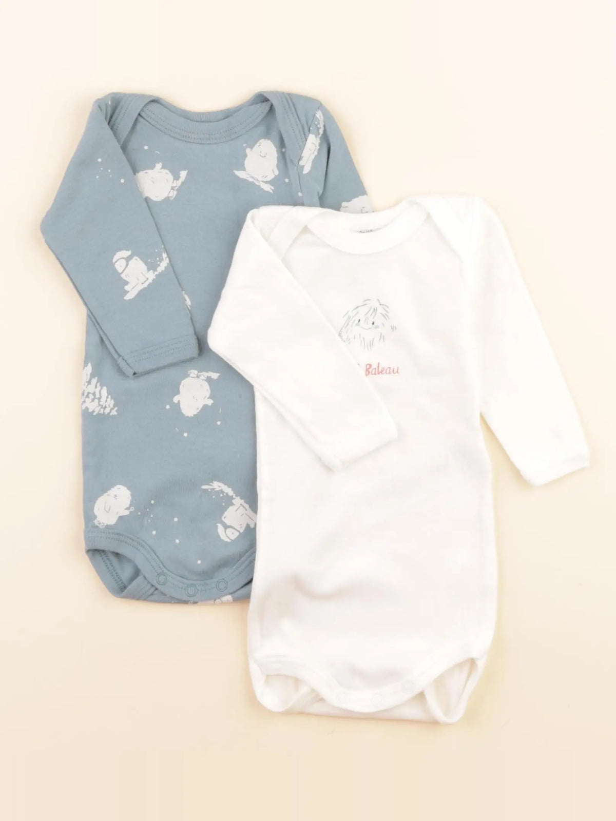 Lot de 2 bodies en coton blanc, bleu