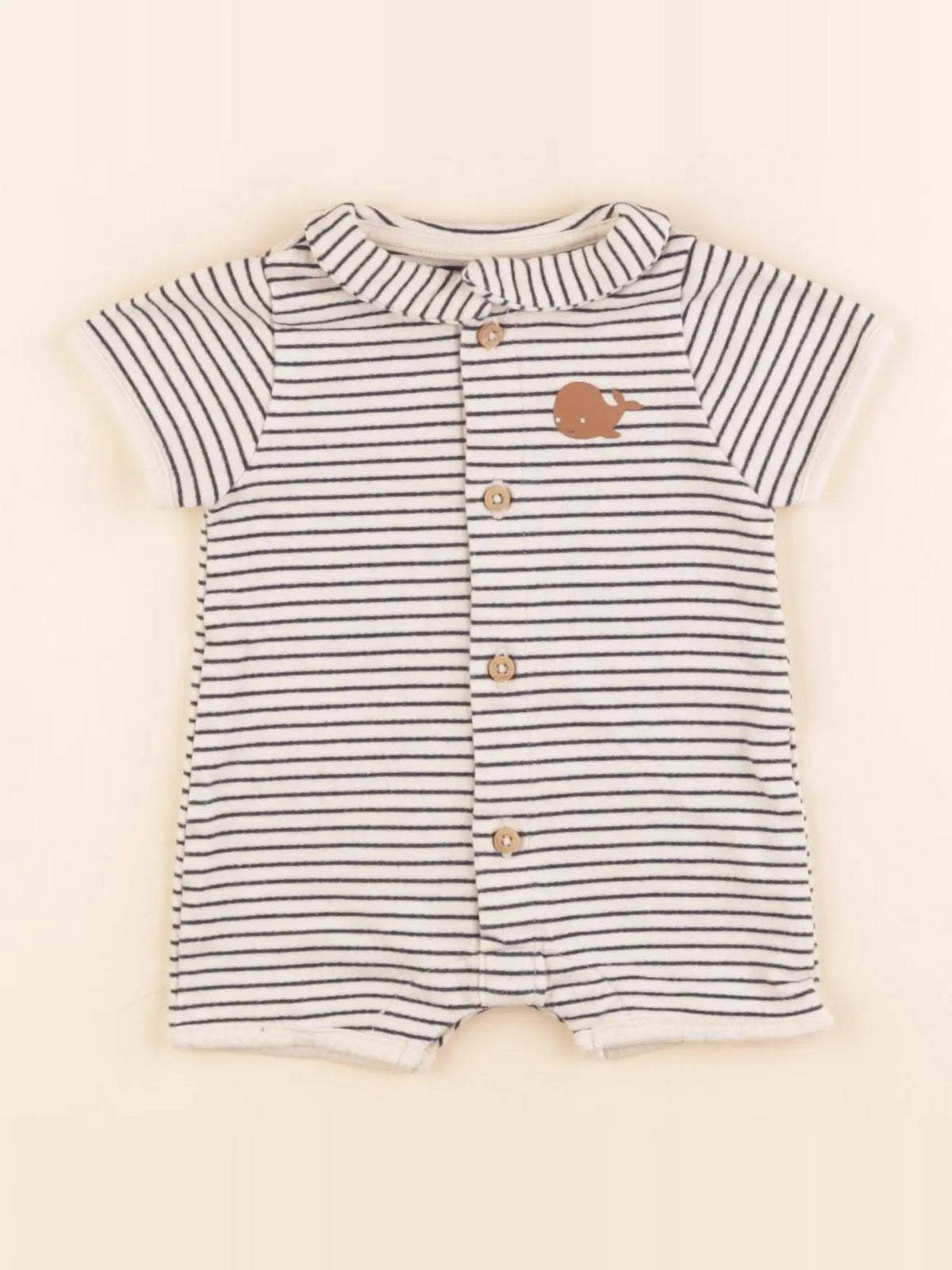 Vertbaudet - pyjama coton beige - 1 mois