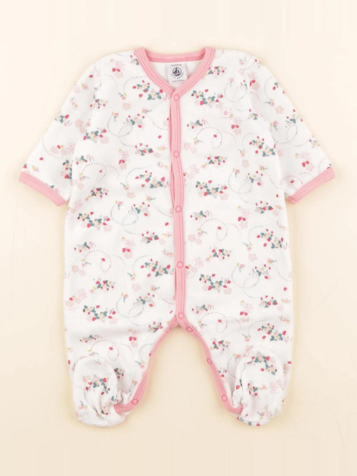 Petit Bateau - pyjama velours blanc - 3 mois