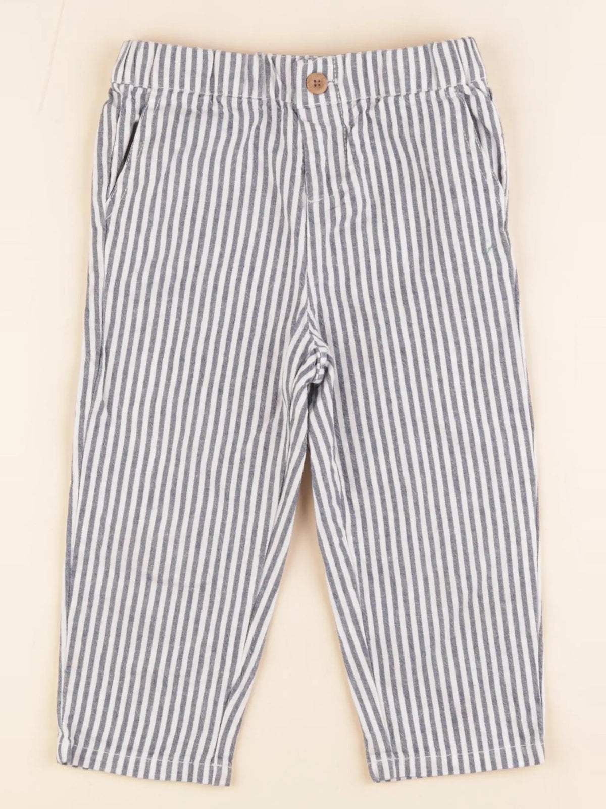 Monoprix - pantalon bleu, blanc - 3 ans