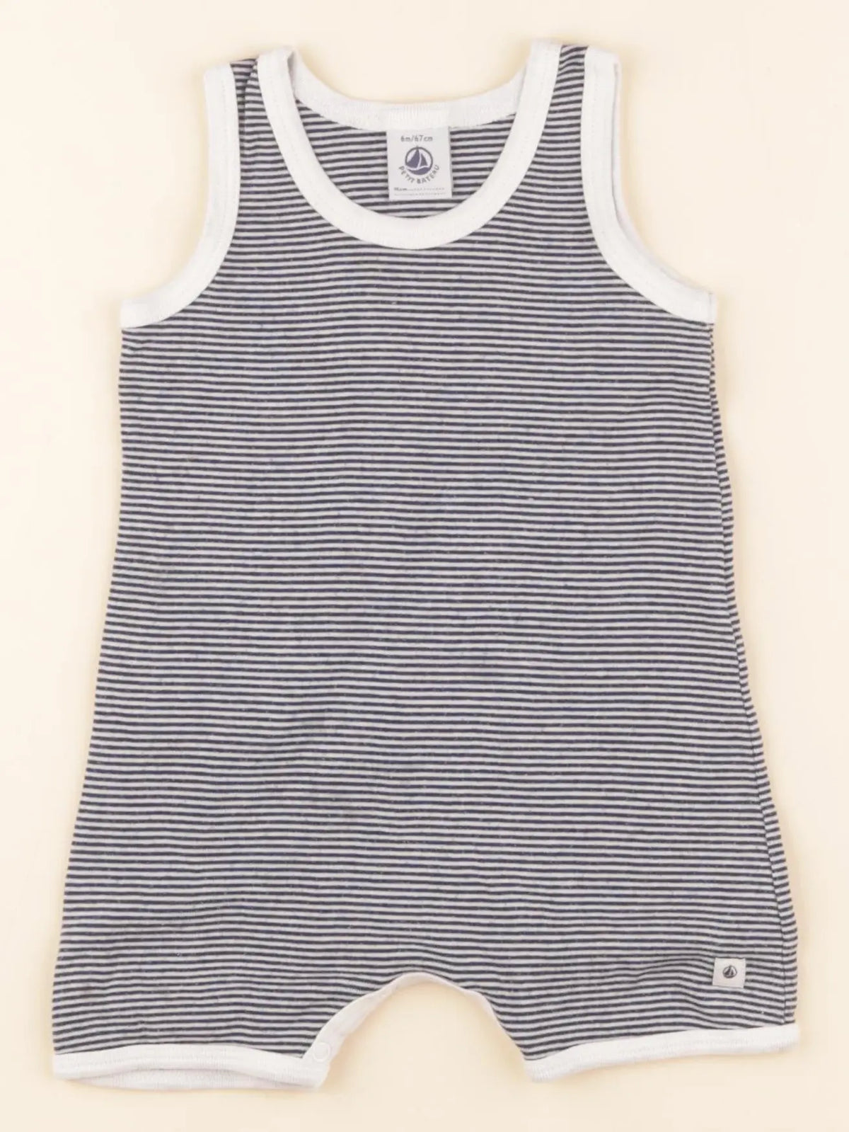 Petit Bateau - pyjama coton blanc, bleu - 6 mois