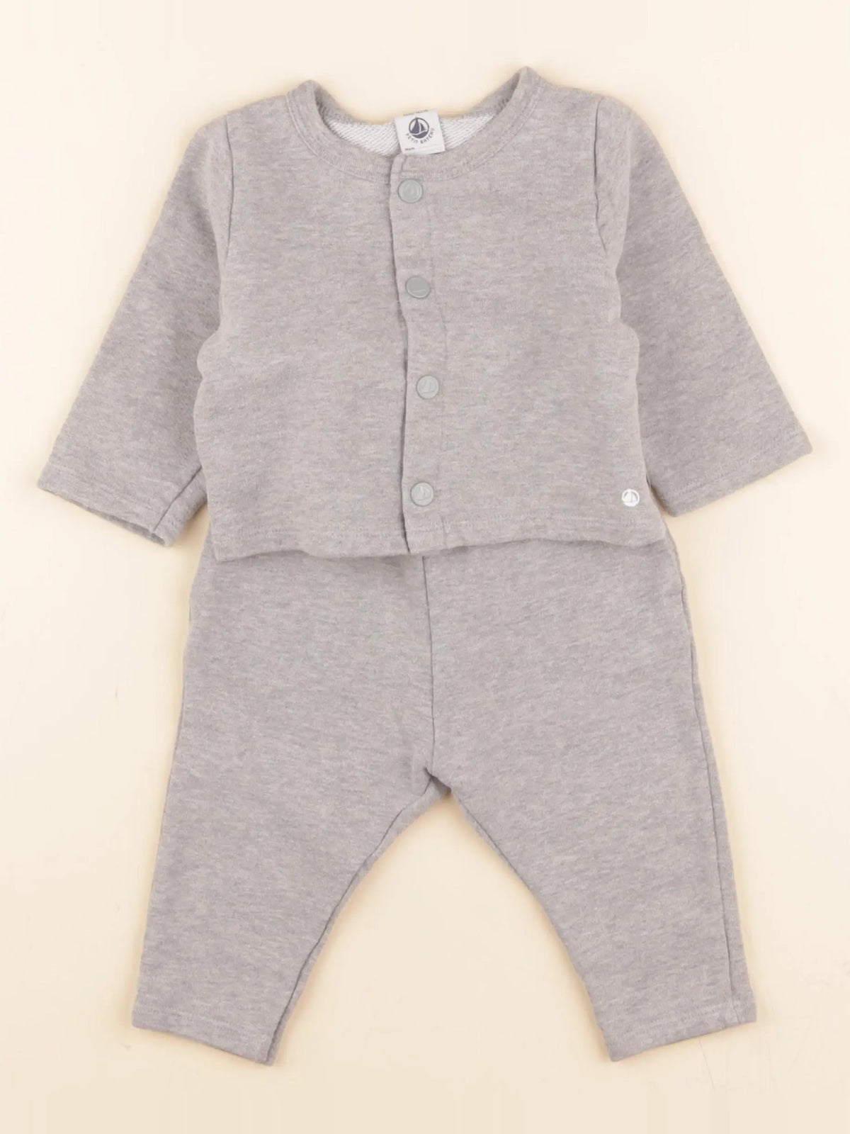 Petit Bateau - ensemble gris - 6 mois