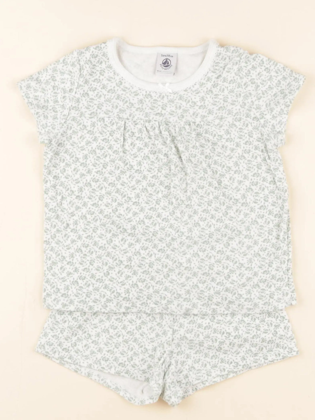 Pyjama coton blanc, vert