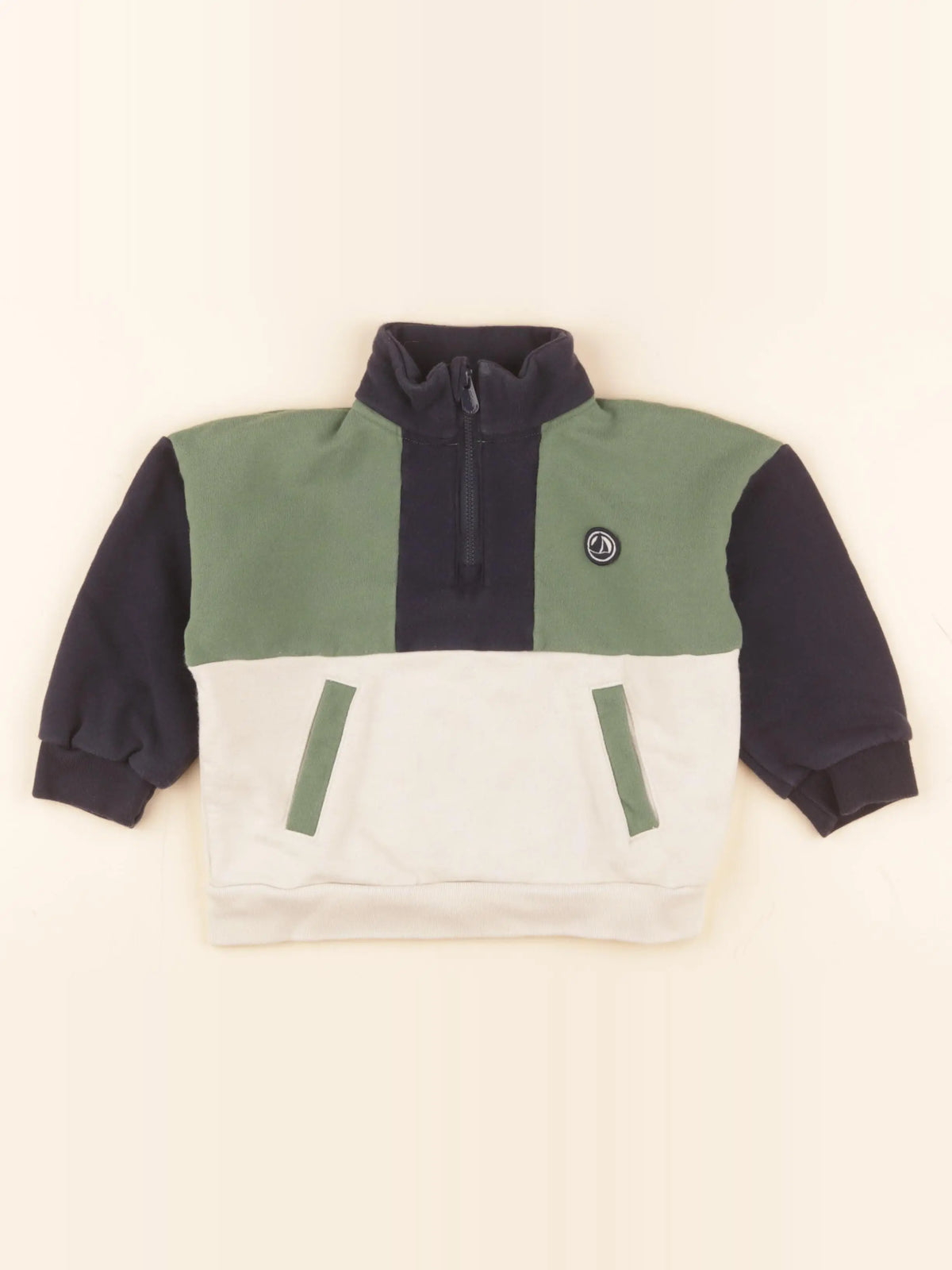 Sweat vert, beige