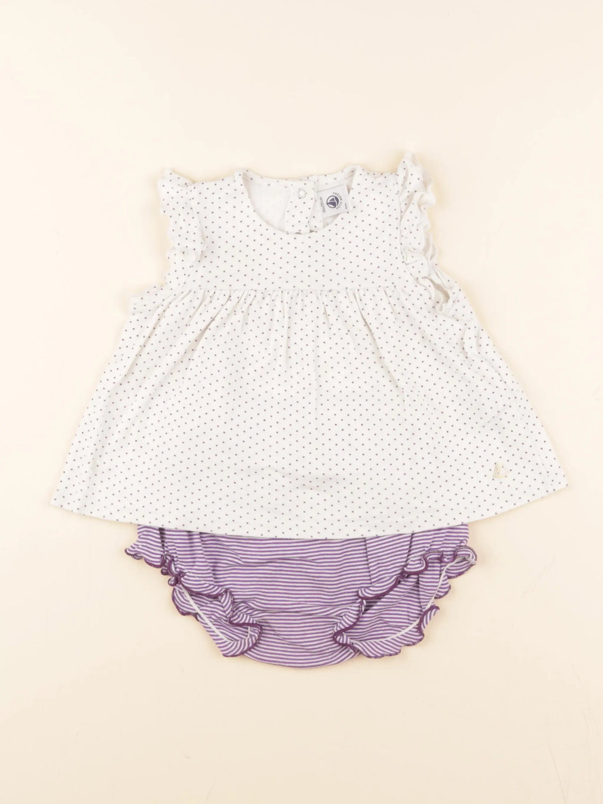Pyjama coton blanc, violet