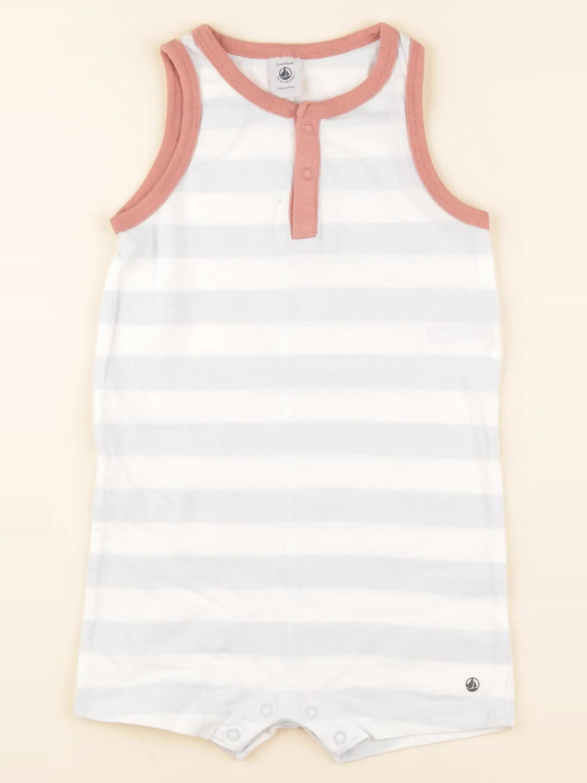 Pyjama coton blanc, bleu