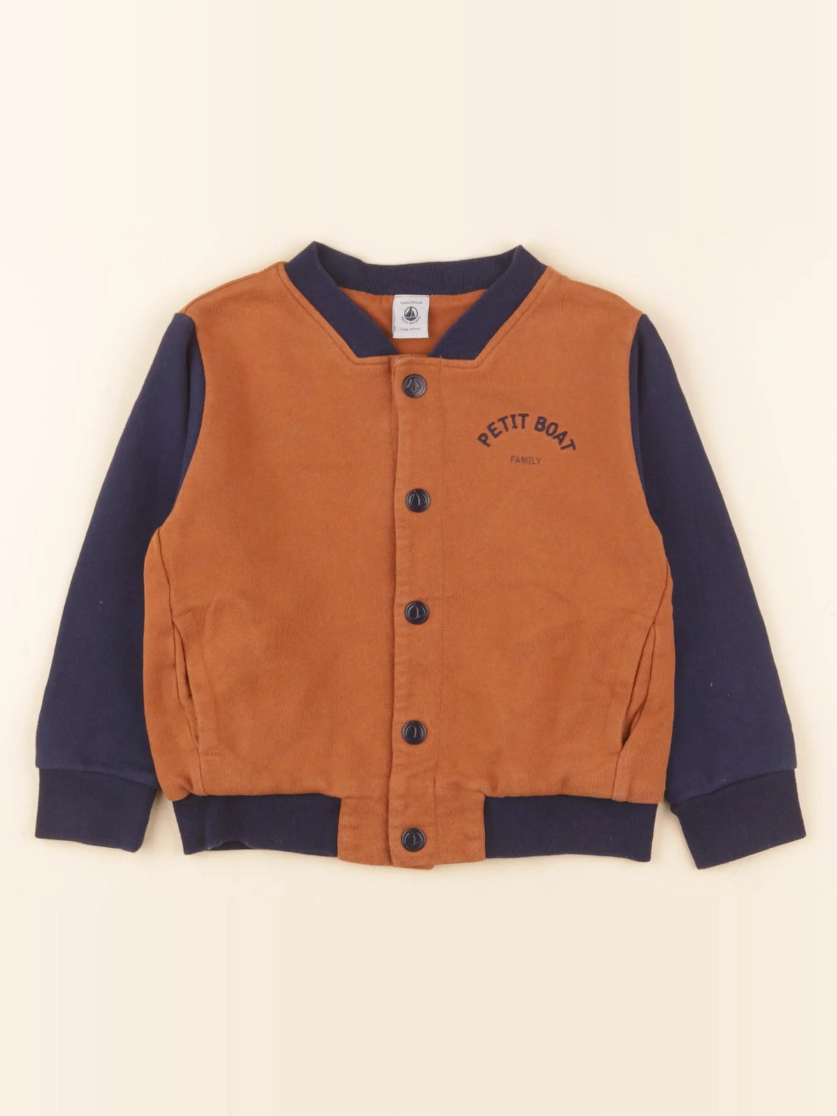 Sweat bleu, marron