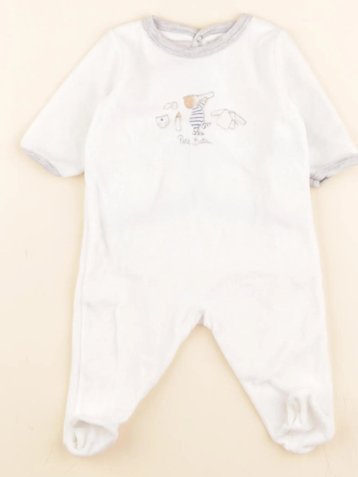 Pyjama velours blanc, gris