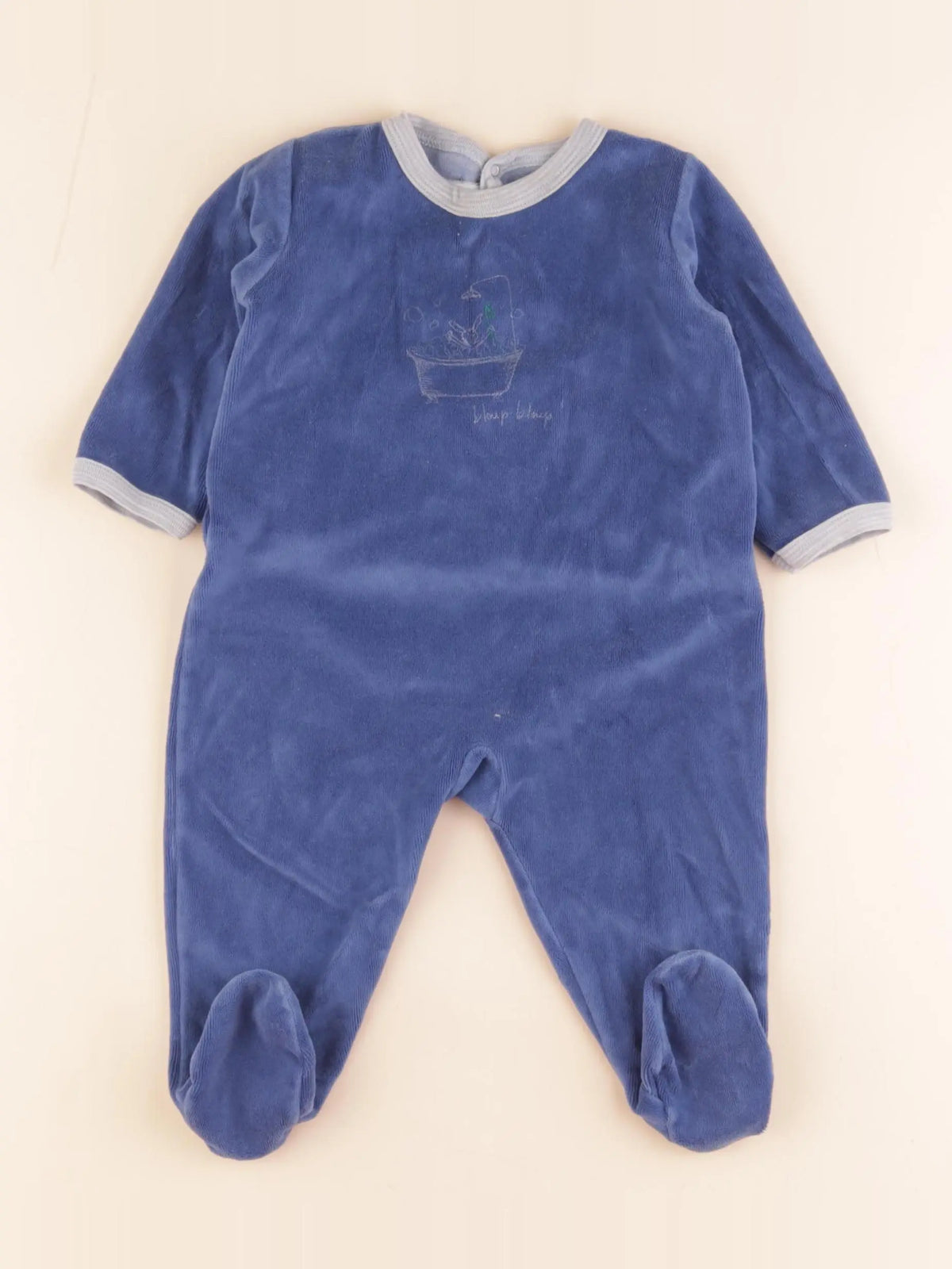 Petit Bateau - pyjama velours bleu - 9 mois
