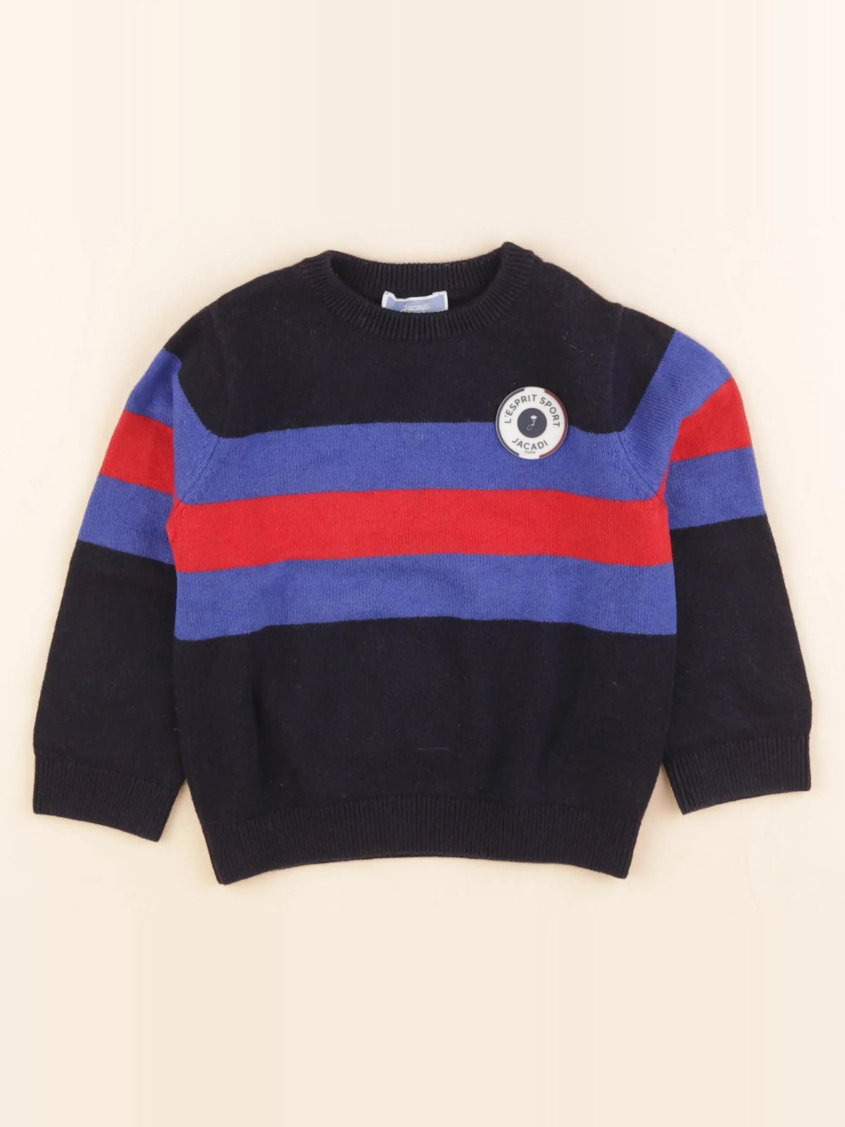 Jacadi - pull bleu, rouge - 3 ans