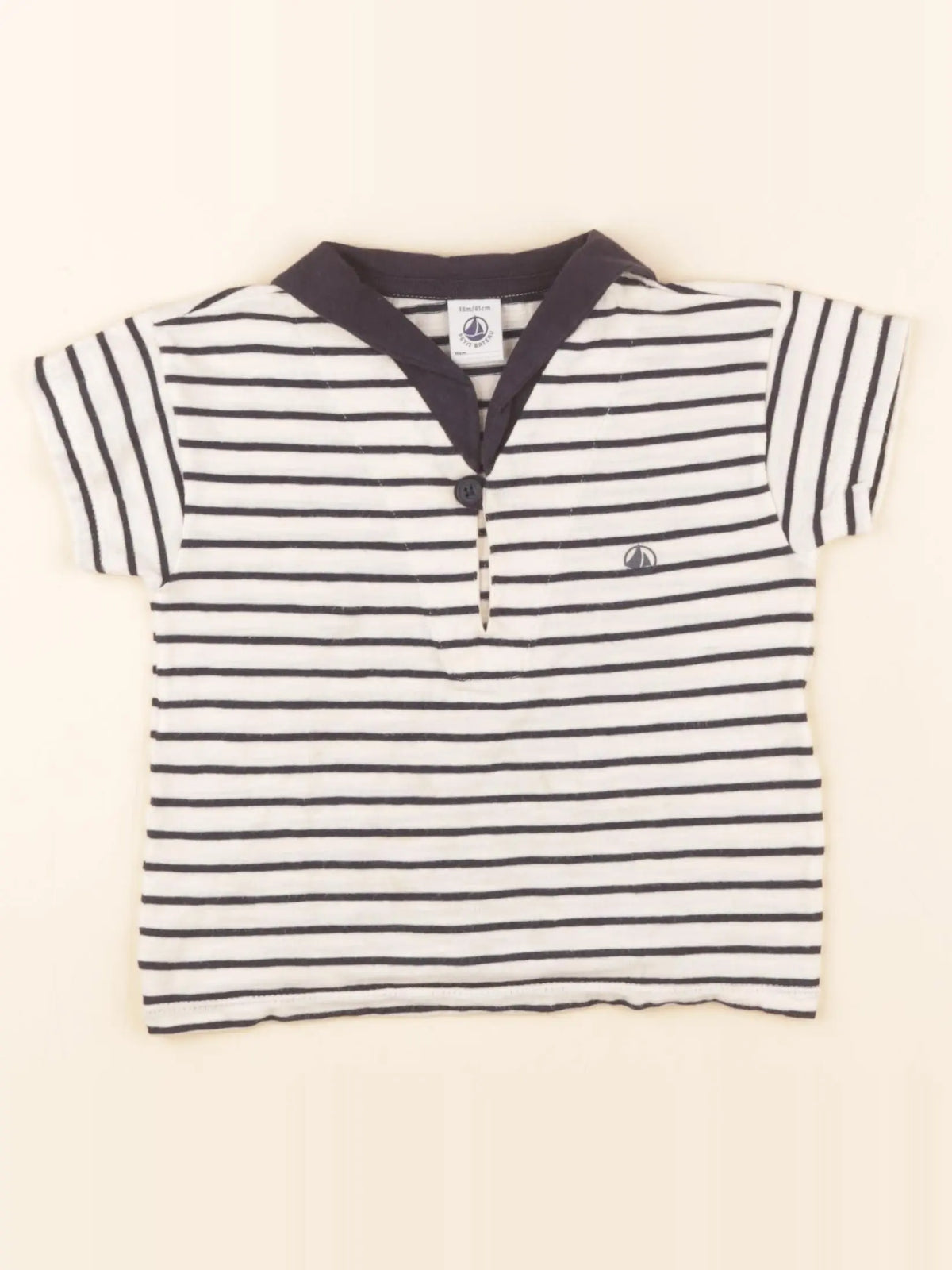 Tee-shirt beige, bleu