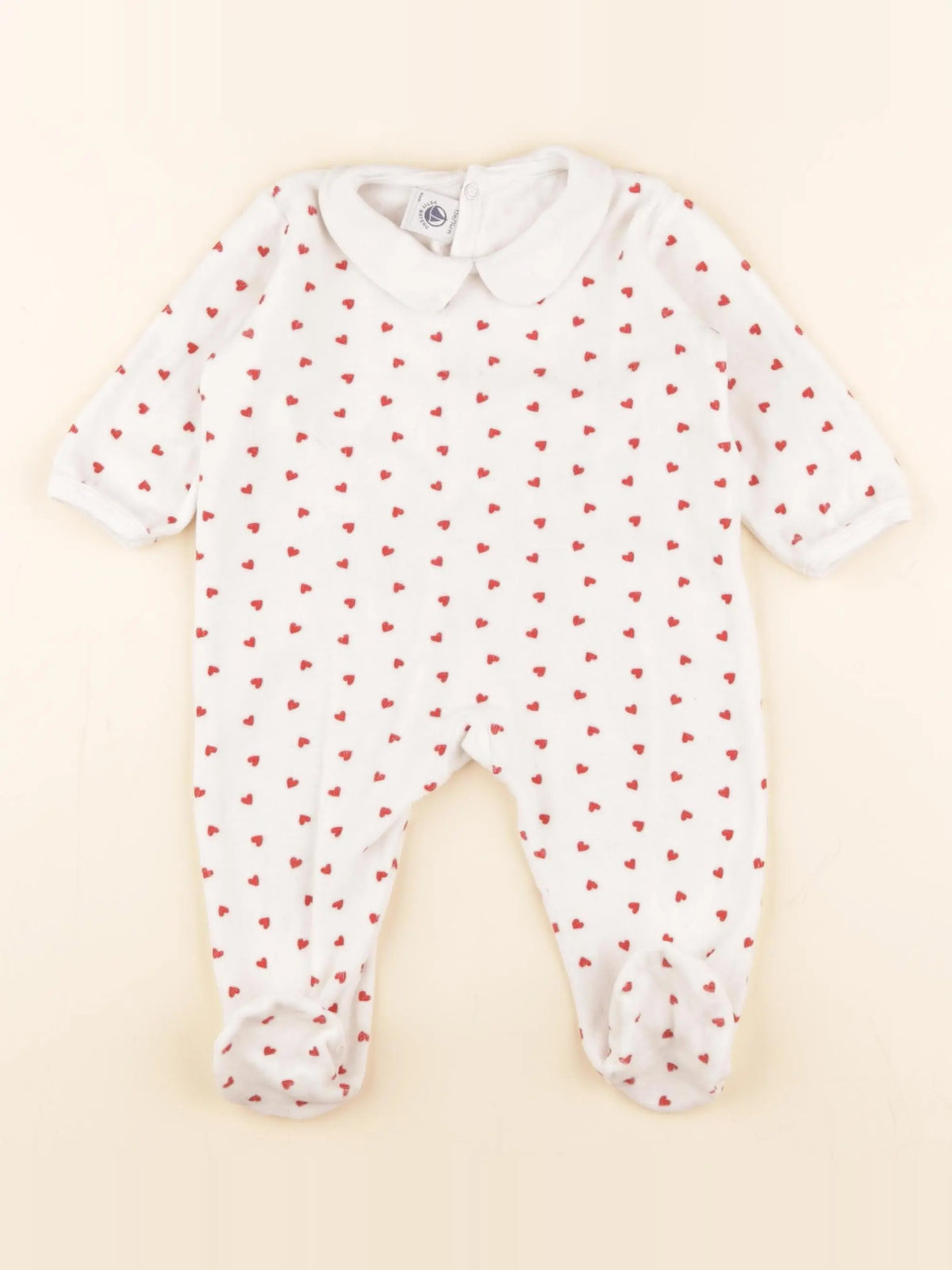 Pyjama velours blanc, rouge