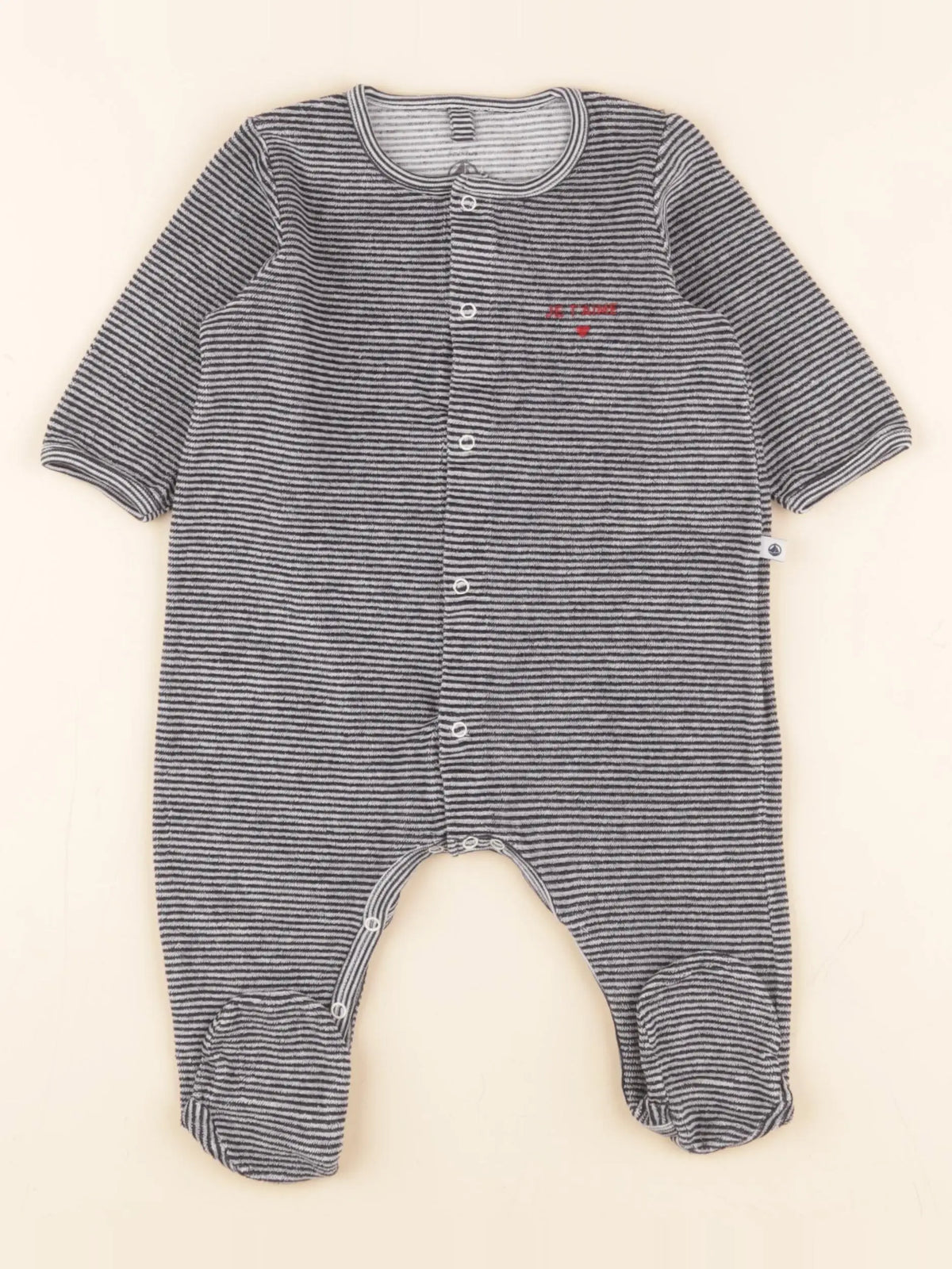 Pyjama velours bleu, blanc