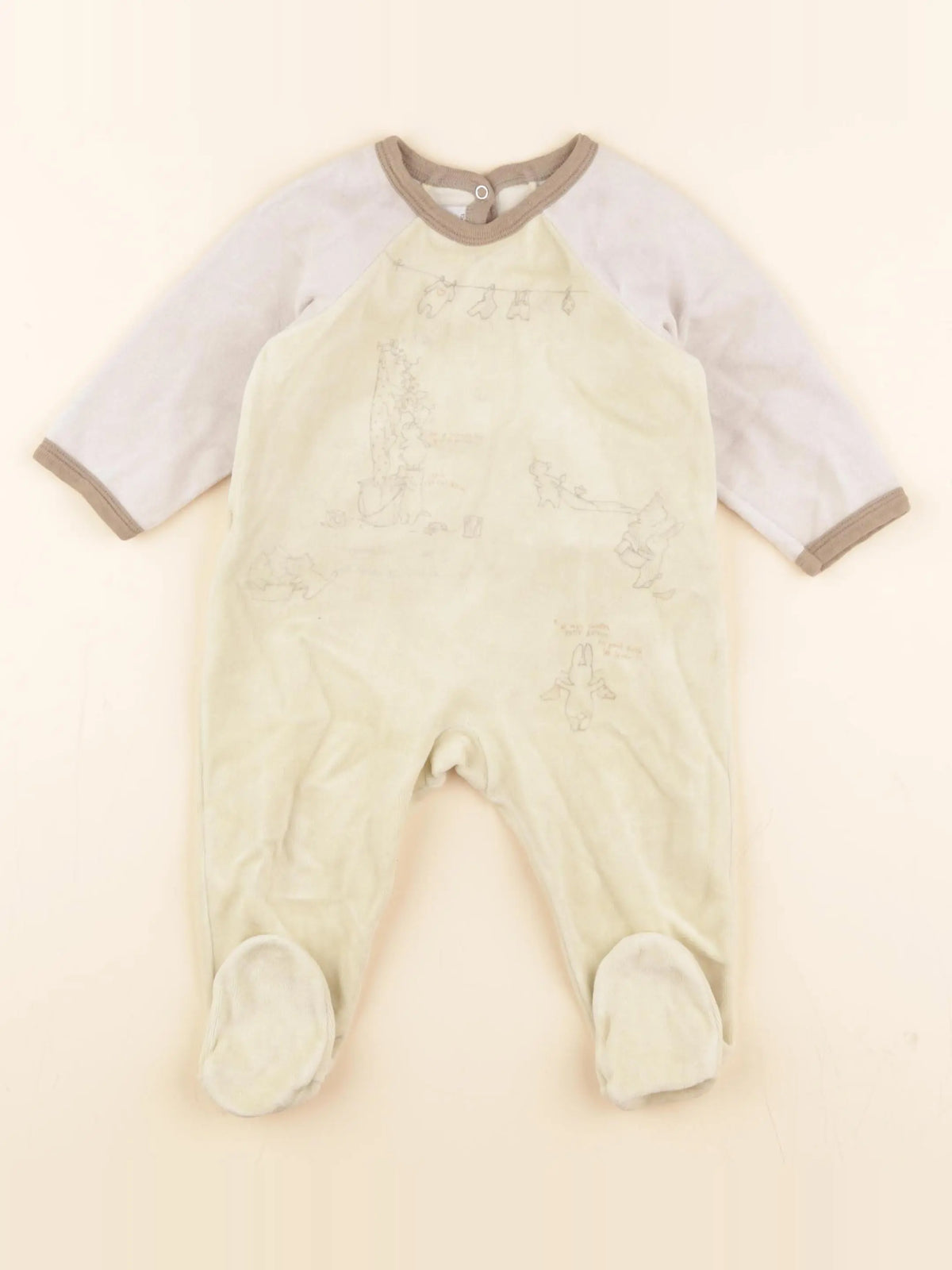 Pyjama velours beige, jaune