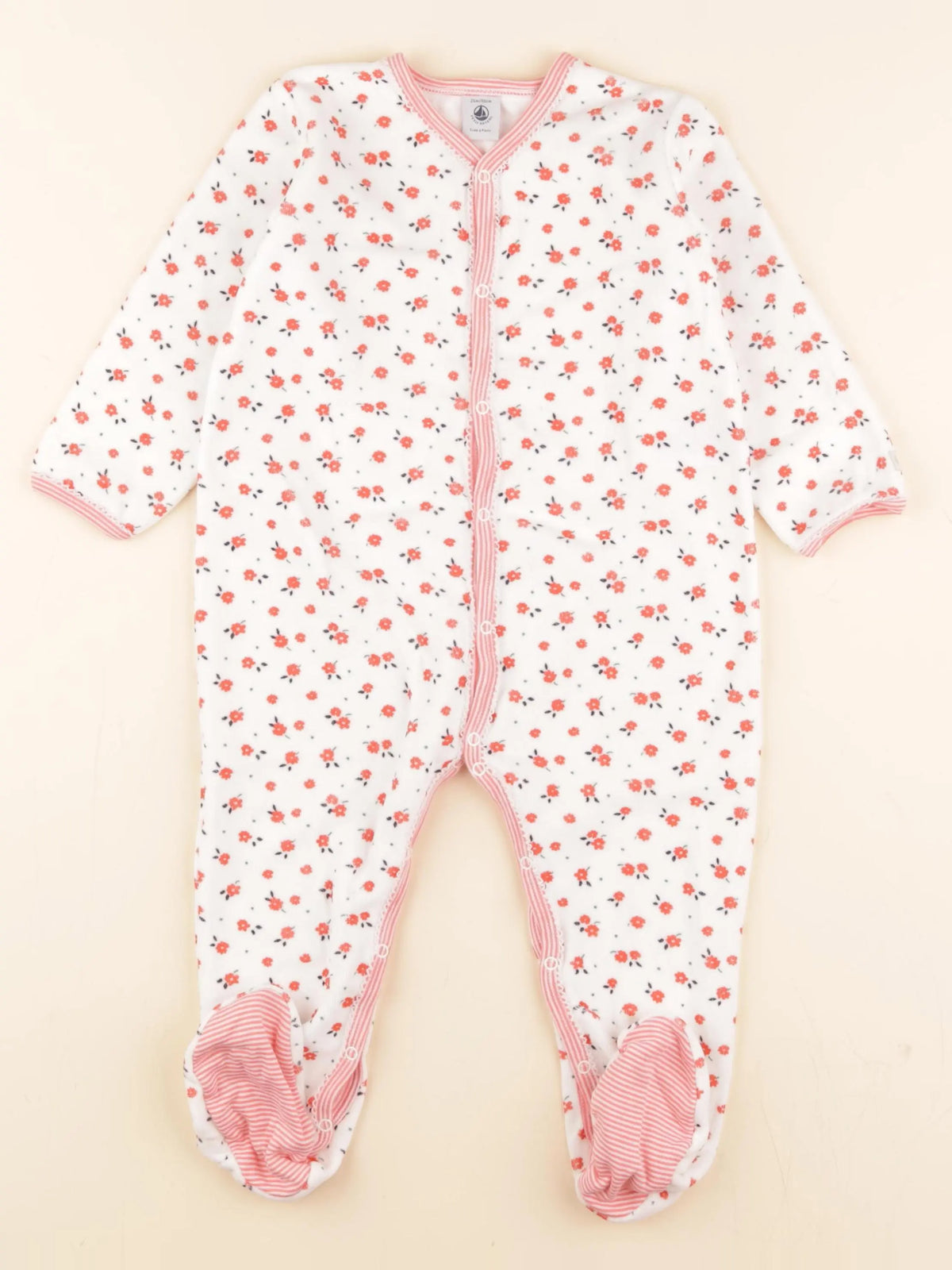Pyjama velours blanc, rouge