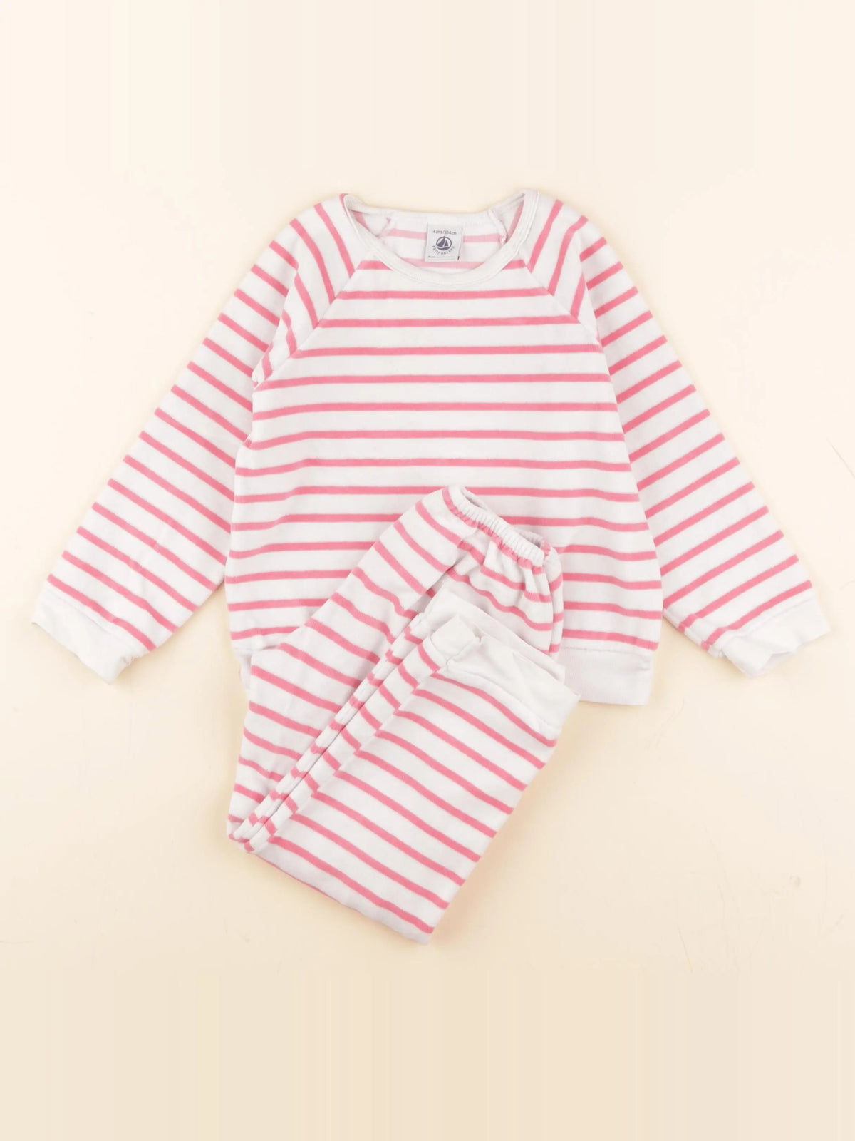 Pyjama velours blanc, rose