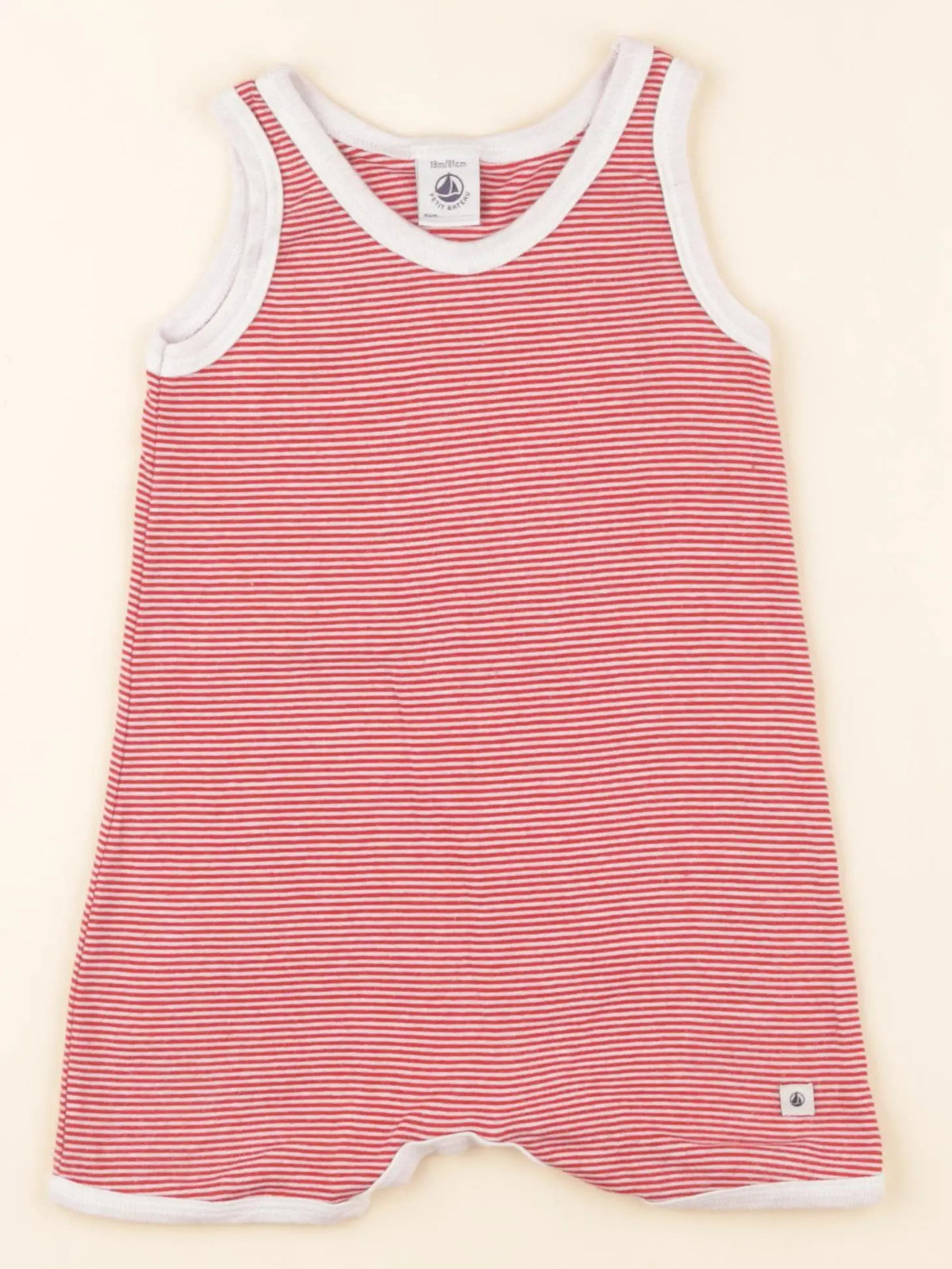 Pyjama coton blanc, rouge