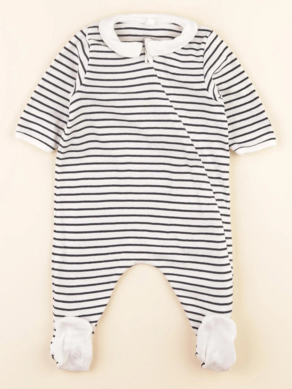 Pyjama coton blanc, bleu