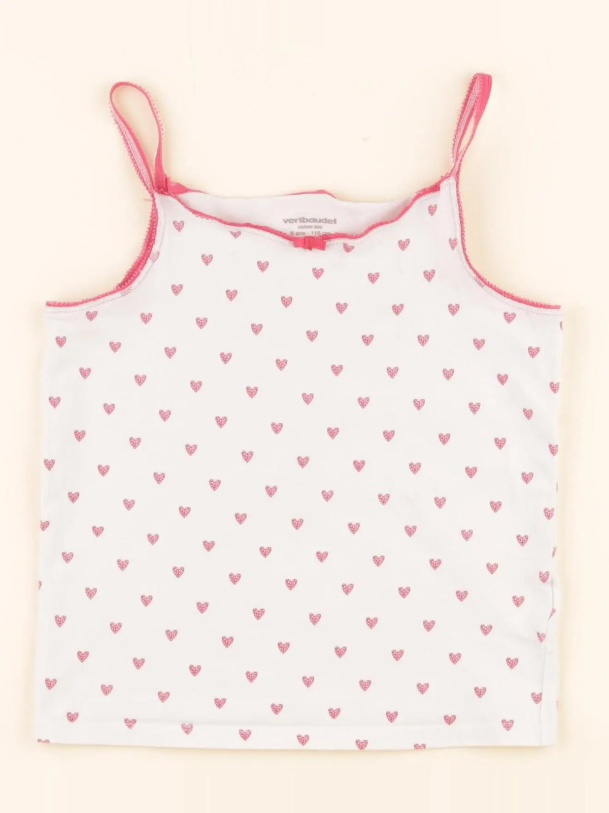 Vertbaudet - maillot de corps blanc, rose - 6 ans