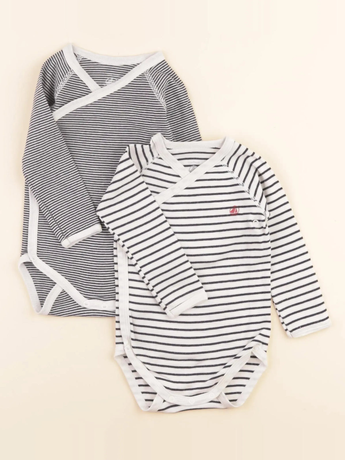 Lot de 2 bodies en coton bleu, blanc