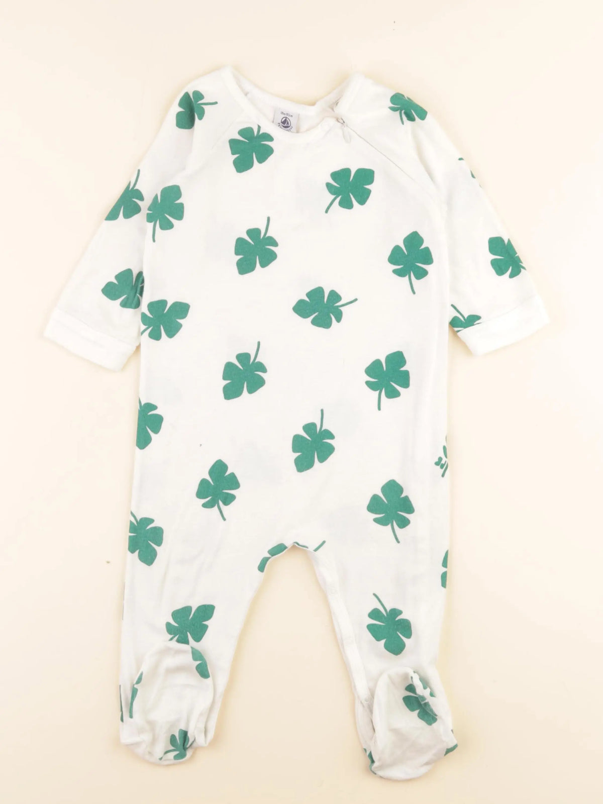 Pyjama coton blanc, vert