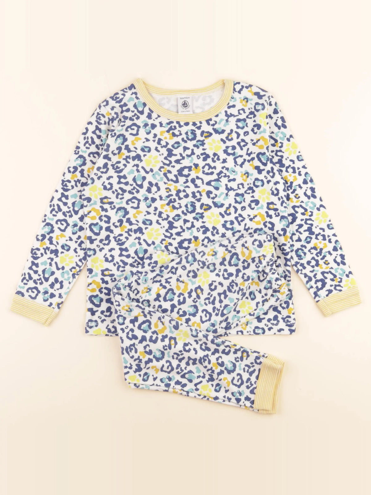 Pyjama coton bleu, jaune