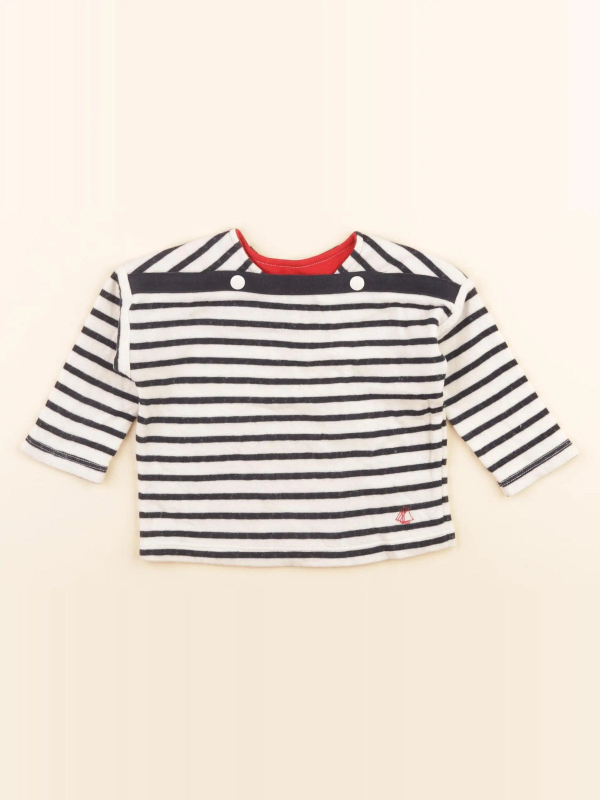Tee-shirt beige, bleu