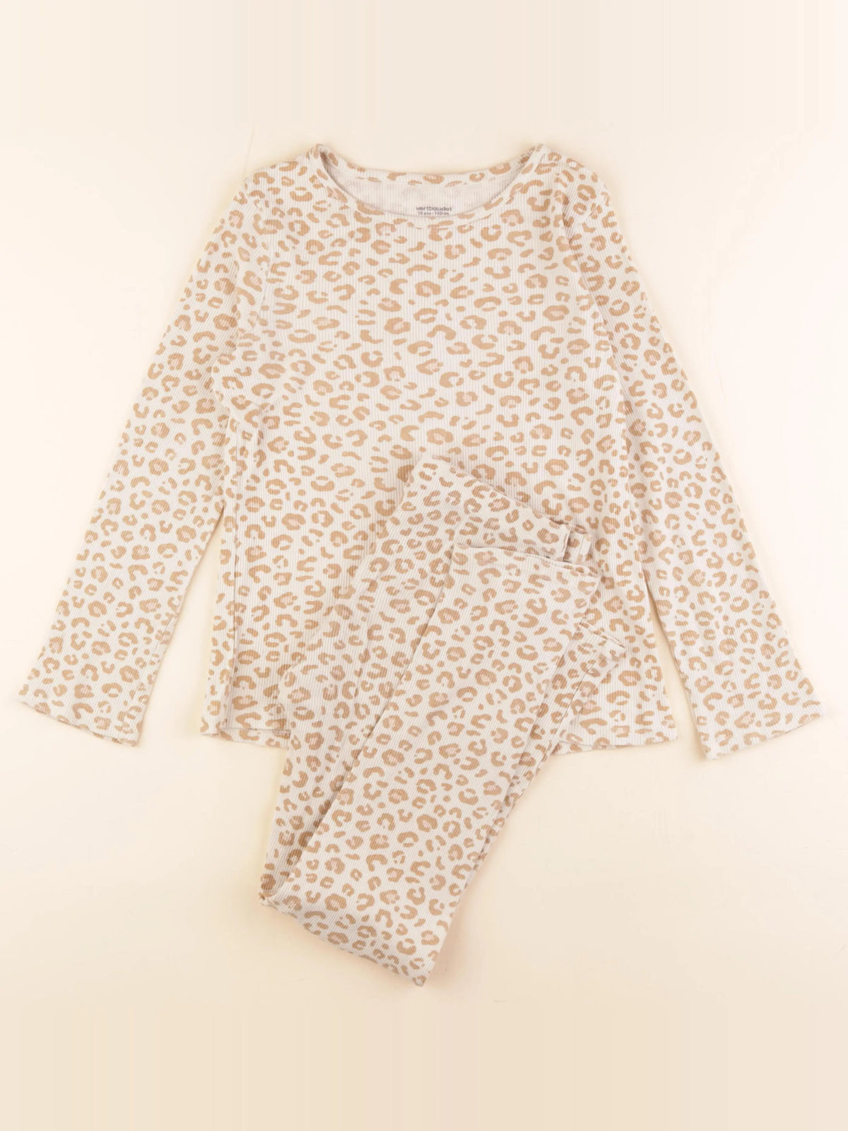 Vertbaudet - pyjama coton beige, marron - 10 ans