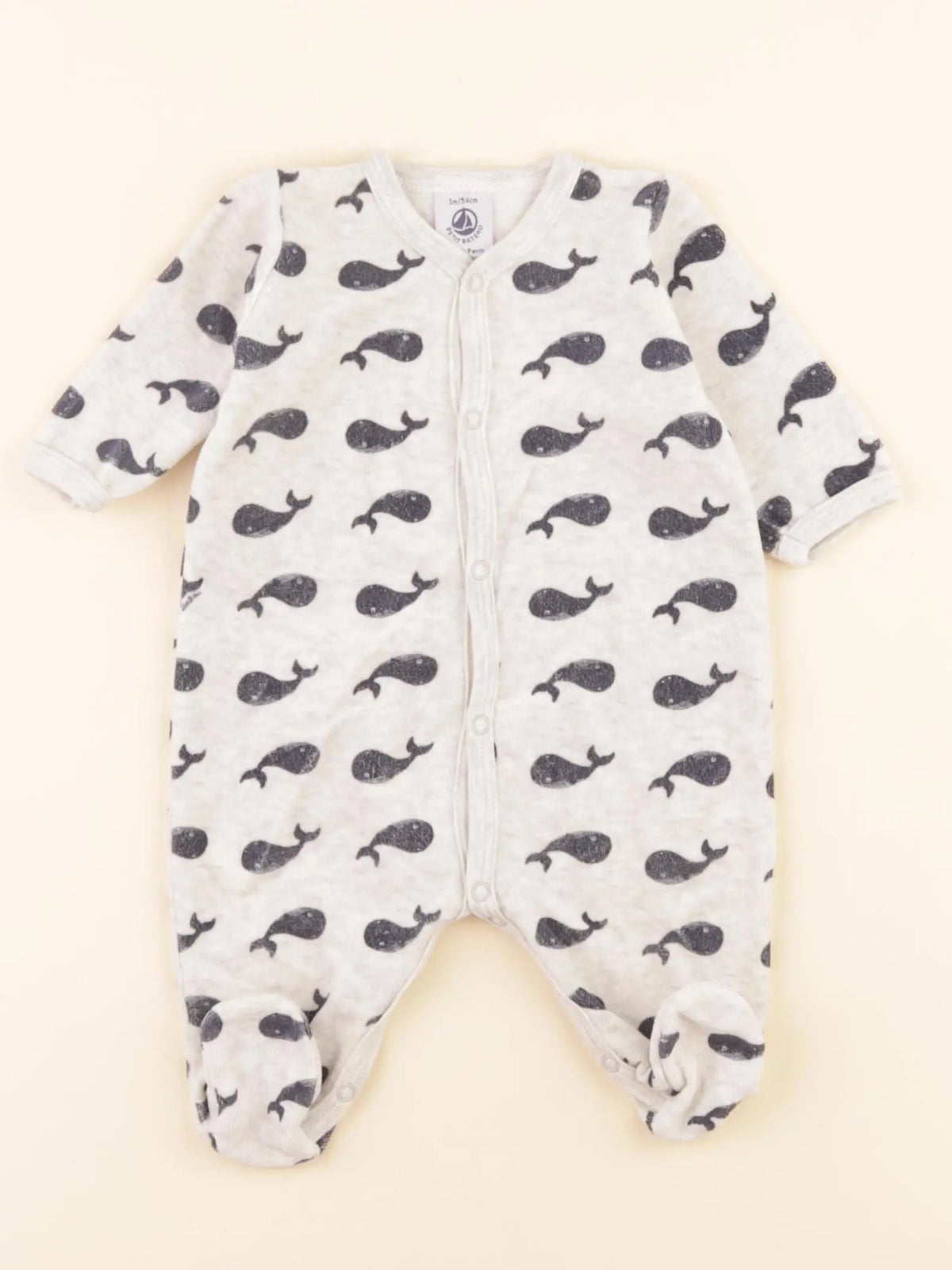 Pyjama velours bleu, beige