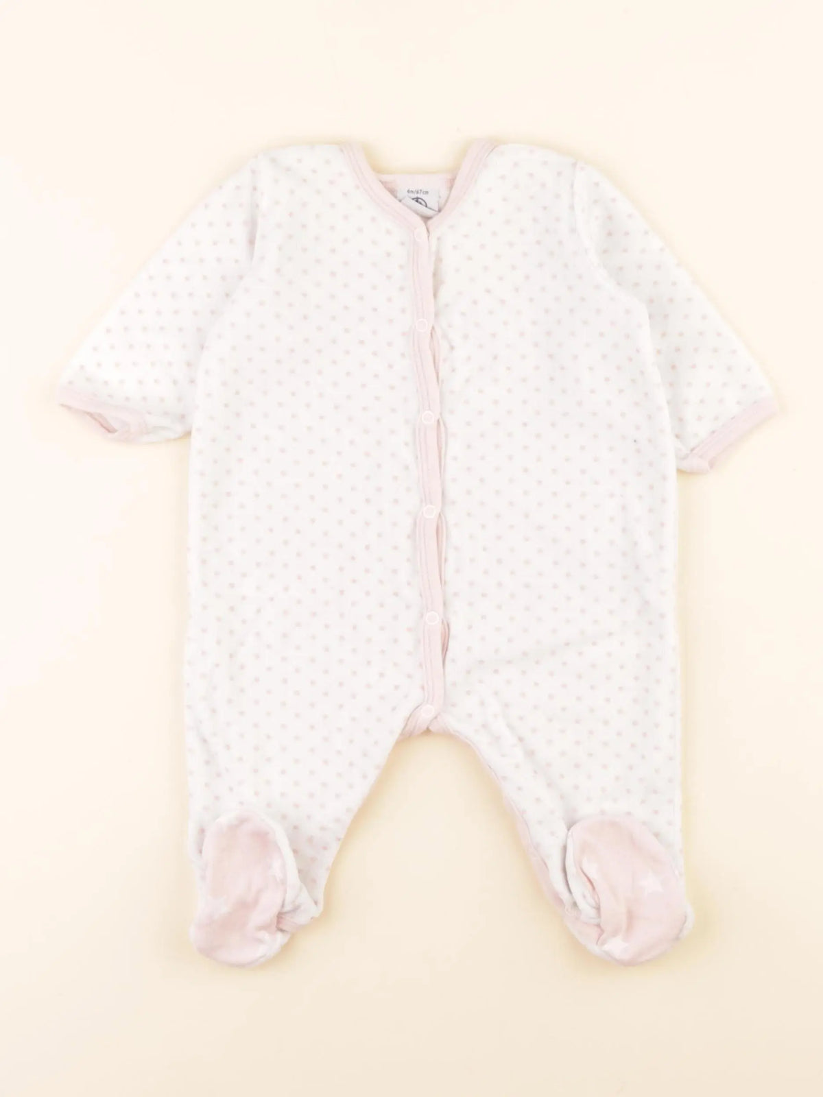 Pyjama velours blanc, rose