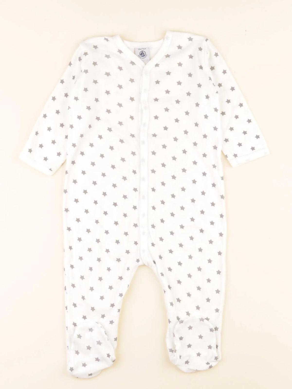 Pyjama coton blanc, gris