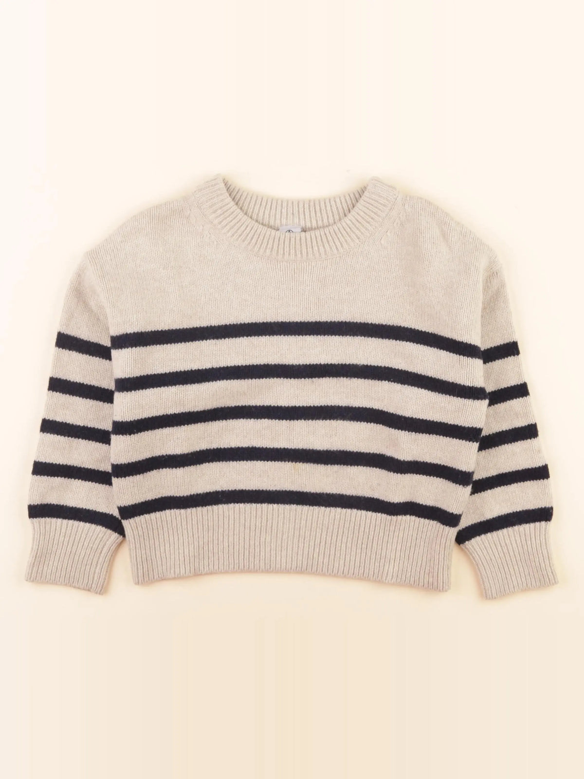 Pull bleu, beige