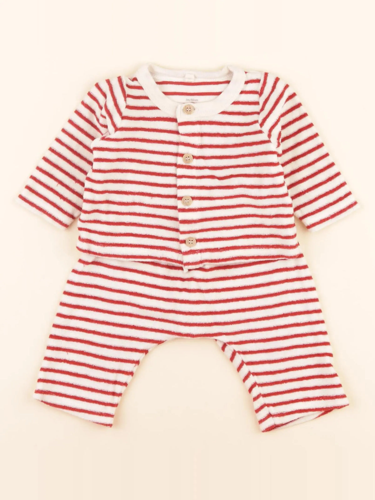 Ensemble beige, rouge